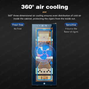 Cigarloong Small Electronic Cigar Cooler 50-200 Cigars Capacity Quiet Energy-saving Spanish Cedar Shelf for Home 25c2/35c <b>Mini</b> - Product Image 2