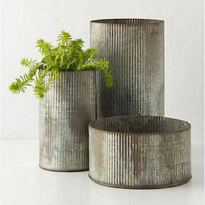 Jardinières de jardin Vintage en fer galvanisé, pour intérieur et extérieur, Pots de fleurs côtelés en fer Offre Spéciale - Product Image 3