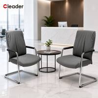 Fauteuil moderne en cuir PU pour réception, réunion, conférence, bureau, salle d'attente, invités et visiteurs, chaise de bureau en cuir