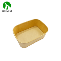 Conteneur alimentaire jetable biodégradable en kraft rectangulaire de 500 ml, boîte à bento pour barbecue, boîte à nouilles Yaki