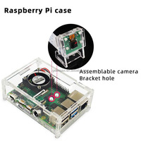 Boîtier pour Raspberry Pi 4B en acrylique, Transparent, avec support d'appareil photo