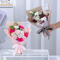 Aida - Ramo de Jabones Perfumados Hechos a Mano, Ecológicos, para Regalo del Día de San Valentín, Cumpleaños, Rosa, Mejor Amiga