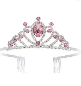 W113Girls couronne de diadème en cristal, couronne de princesse pour fête d'anniversaire, bandeaux en strass, couvre-chef de mariage pour filles