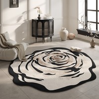 Tapis sur mesure modernes à motifs floraux irréguliers en fausse fourrure de cachemire ultra doux, lavables, avec support antidérapant en TPR pour salon