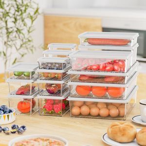 Freshness Refrigerator Preservation Bins Plastic Container Food Fridge Organizer Stackable Storage Box