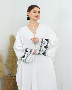 Fashionable Traditional Muslim Clothing Accessories Arabian Embroidered Outer Abaya Robe Jazz Crepe Casual Sports Hoodies Dress - Product Image 5