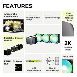 Cooler TRYX Panorama SE 360 ARGB 360mm AIO Cooler Rotatable 6.5' AMOLED Curved Screen 3D Anamorphic Effect Customi - Product Image 5