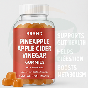 OEM Ananas Appelazijn Gummies met Vitamine B12 voor Dagelijkse Ondersteuning van de Spijsvertering & Metabolisme - Product Image 3