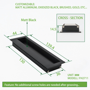 Tirador Empotrado de Aluminio 64-160mm Anodizado Negro Mate Blanco para Gabinetes, Cajones, Armarios, Cocinas, Dormitorios y Baños - Product Image 5