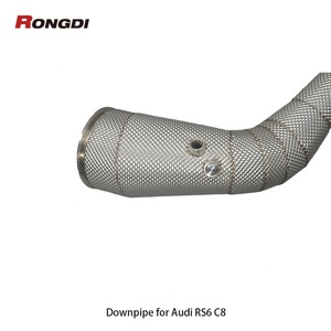 304 Stainless Steel Exhaust Downpipe for Audi RS6/RS7 C8 4.0T TFSI V8 2021-2024 Heat Shield Exhaust Pipe - Product Image 2