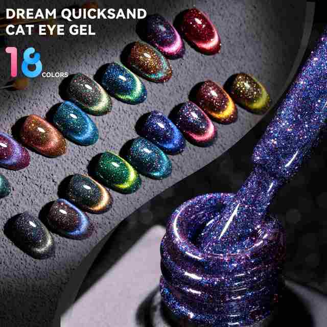 LOGO New Arrival 18 Colors Nail Art Dream Quicksand Cat Eye Gel Polish Collection OEM Private Bottle Brand Magnetic Cat Eye Gel