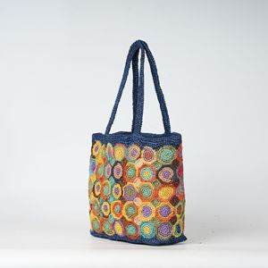 Sac fourre-tout en <span class=keywords><strong>cuir</strong></span> tressé au crochet, personnalisé, style plage, durable, pour femme, idéal pour l'été – Vente en gros - Product Image 2