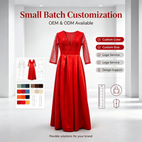 Robe de soirée longue en satin pour femmes, col en V profond, dentelle à paillettes, manches 3/4, robe de bal formelle, OEM ODM personnalisée