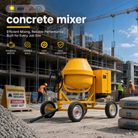 Bétonnière portable haute performance 700L, moteur diesel mobile, unité de malaxage de ciment pour travaux de construction intensifs