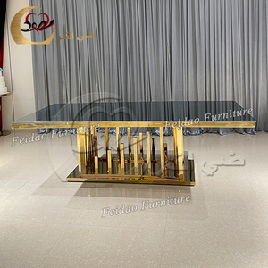Mesa de Comedor Rectangular de Lujo, Moderna, de Acero Inoxidable Dorado, con 8 Sillas, Personalizada para Uso en Hoteles - Product Image 2