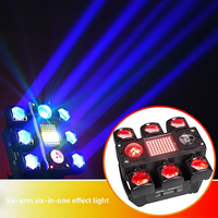 Luz de efecto móvil de 100W y 6 brazos con láser, estroboscópica, bola de cristal y wash, DMX512, activación por sonido, RGBW para DJ, discoteca, KTV y fiestas
