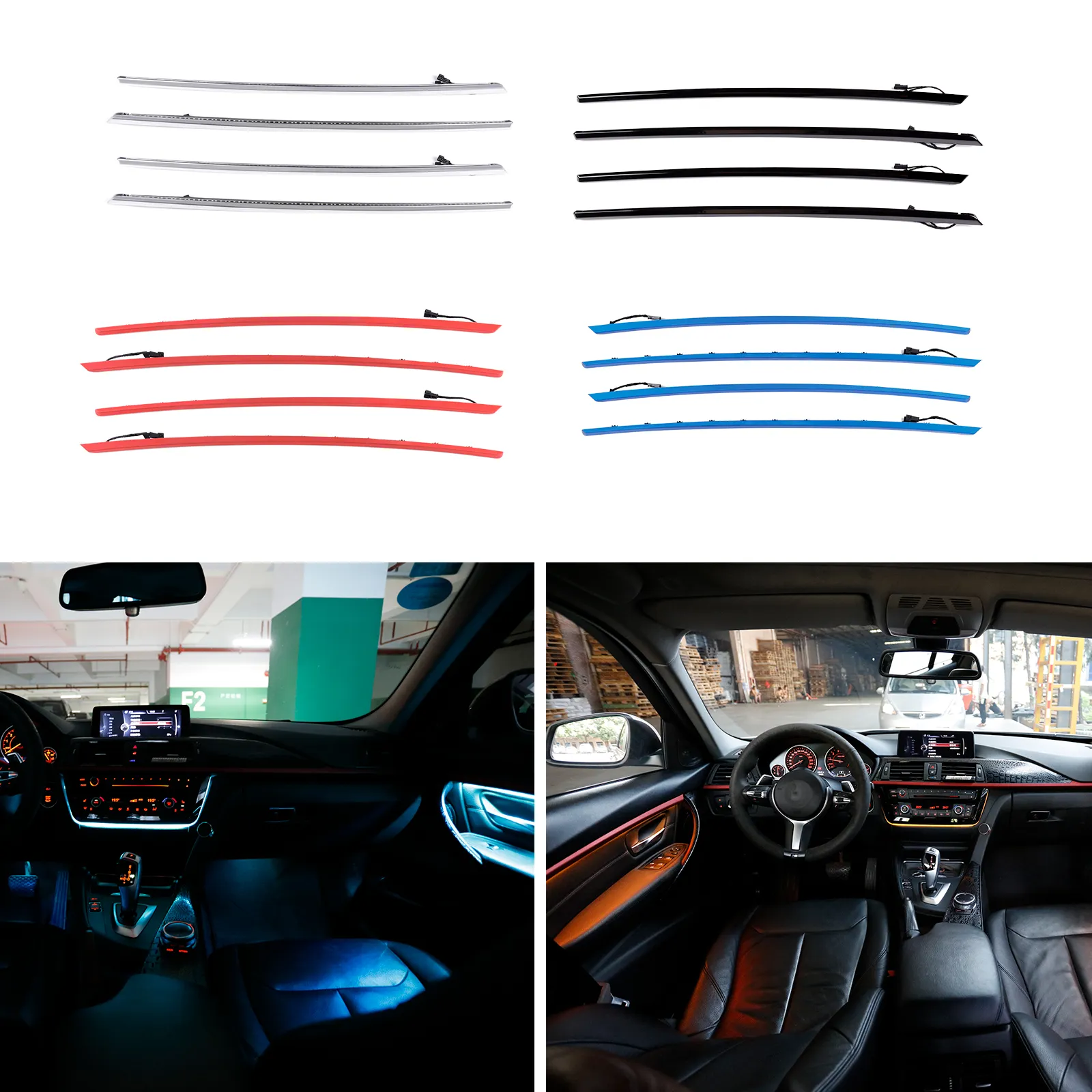 Lâmpada led atmosfera para carro, lâmpada led para bmw 3 series f30 f35 duas cores azul gelo e laranja cores