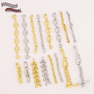 NANTONG Extension Chain For DIY Jewelry Copper Plated Gold <b>Silver</b> Color Middle Size <b>Bracelet</b> Necklace Accessories - Product Image 1