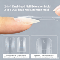 Formes à ongles doubles personnalisées 140 pièces, courtes, double face, carrées et ovales, en plastique transparent avec ligne graduée