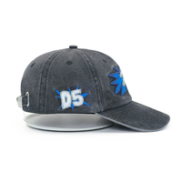 Op maat gemaakte unisex zwarte gewassen en verweerde verstelbare snapback cap met geborduurd logo