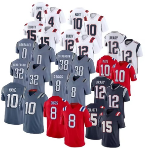 Camisetas de Fútbol de Nueva Inglaterra con Logotipo Personalizado para Hombre, Camisetas Bordadas de Manga Corta, Uniformes de Talla Grande # 10 Drake Maye # 12 Brady - Product Image 1