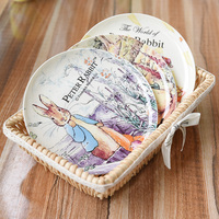 Assiettes décoratives en céramique de Pâques personnalisées avec des lapins, ensembles de vaisselle pour le dîner, décoration de fête à domicile