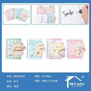 Notebook rilegati a spirale con Design carino gatto 13x10cm B5 taglia 480 pz/scatola cancelleria all'ingrosso - Product Image 1