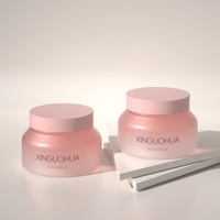 Pot de crème au beurre en plastique coloré givré pour animaux de compagnie rose de sortie d'usine 200ml pour emballage de soins de la peau cosmétique