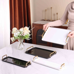 Ensemble d'assiettes à collation en céramique dorée de luxe Plateau carré peint à la main en or véritable avec récipients en verre décoratifs durables - Product Image 3