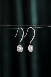 Pendientes Colgantes de Oro Rosa con Diamantes Redondos de 10K, Joyería de Moda para Mujer - Product Image 4