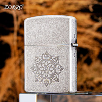 ZORRO Nouveau Briquet à chaire à l'huile de style chinois, coupe-vent, en argent antique, motif Good Evil One Nian