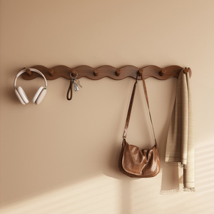 Modern Minimalist Wooden <b>Wall</b> Hook Rack Multipurpose <b>Hanging</b> <b>Storage</b> For Entryway Living Room Coat Hat Key Organizer - Product Image 1
