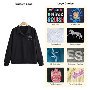 Manufacturer <strong>Ladies</strong> <strong>Jumper</strong> Sweatshirts Puff Print Blank Casual Fleece Cotton Hip Hop Streetwear Oversized <strong>Polo</strong> <strong>Neck</strong> Hoodie Women - Product Image 3