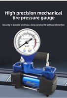 Compresseur d'air double cylindre haute performance 12V 150PSI 60L/min, gonfleur de pneus portable en aluminium avec manomètre à aiguille