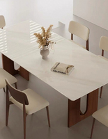 Ensemble table et chaises de salle à manger rectangulaire moderne, écologique, style italien de luxe léger, plateau en résine, idéal pour les petits appartements