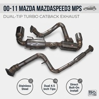 Kit d'échappement turbo catback en acier inoxydable à double sortie de 4,5 pouces pour Mazda Mazdaspeed3 3 MPS Performance 00-11, vente en gros