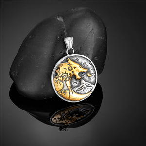 Nordic WolfTotem <b>Keychain</b> Stainless Steel Embossed Pendant Animal Shape Unisex Gift Charm - Product Image 3