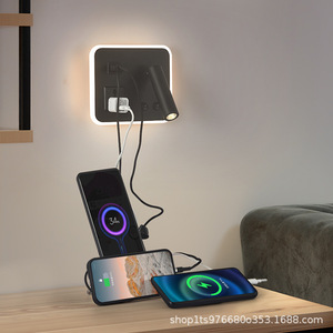 Winlams khách sạn phòng ngủ trang trí nội thất Đèn tường Kim Loại Cơ thể USB giao diện và cắm ổ cắm đèn treo tường ánh sáng LED cạnh giường ngủ Đèn đọc sách với chuyển đổi - Product Image 4