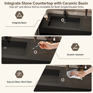 Mueble de Baño de 36 a 92 Pulgadas con Lavabo - Gabinete de Madera Sólida con Encimera Integrada y Espejo Inteligente con Almacenamiento - Product Image 2