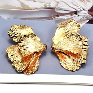 <span class=keywords><strong>Xina</strong></span>-pendientes de gota geométricos para mujer, diseño único, exagerados, Color dorado, hojas, Metal, accesorios - Product Image 4