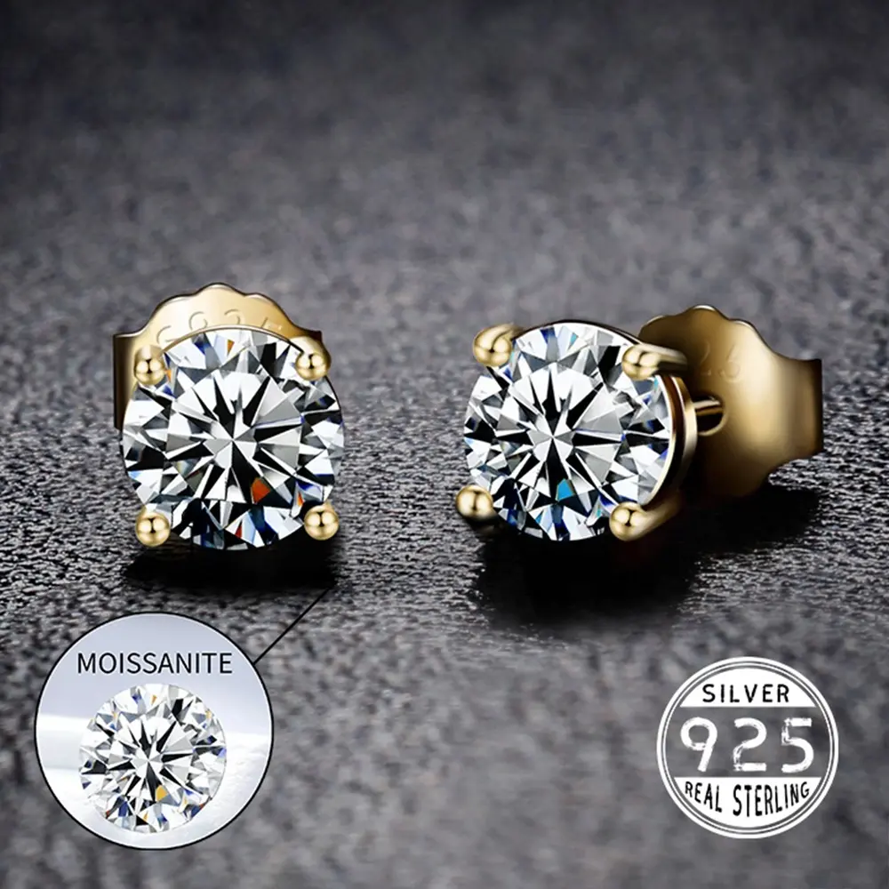 2021 New Top Luxury 3/4/5MM 0.1-0.5 Carat D Color Moissanite Earrings 925 Sterling Silver Jewelry Women Gift GRA Certificate