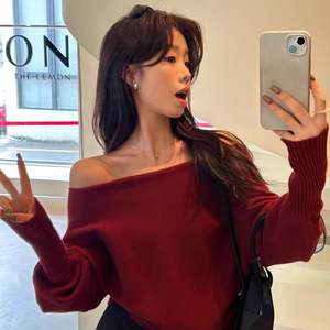 Top in maglia da <span class=keywords><strong>donna</strong></span> autunno e inverno con maniche a lanterna morbide a spalla, alla moda e diversificato, può essere indossato da solo - Product Image 2