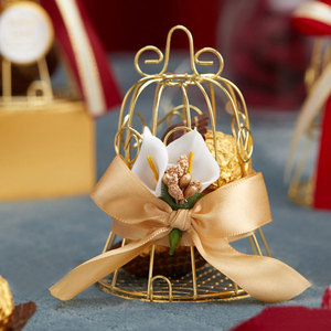 Mini cage à oiseaux en métal Boîte d'emballage de bonbons Creative Iron Dragee Container Wedding Companion Chocolate candy Gift Box - Product Image 4