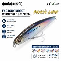 Leurre de pêche WTD Glide Pencil Hunthouse OEM en gros, 108 mm, 27,5 g, coulant rapidement, pour la pêche au bar en eau salée côtière