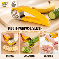 Éplucheur de bananes en acier inoxydable, 6 lames, coupe-aliments manuel multifonctionnel, gadget de cuisine pour fruits et légumes