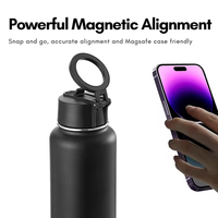 Bouteille d'eau isotherme en acier inoxydable de 32 oz avec logo personnalisé, flacon sous vide pour le sport et les voyages, avec support magnétique pour téléphone portable Magsafe