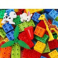 Blok Bangunan Plastik PP Partikel Besar Kompatibel, Puzzle Perakitan Anak, Model Blok Besar Transportasi Edukatif 4-6T