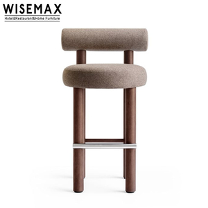 WISEMAX meubles modernes simples hôtel tabourets <span class=keywords><strong>de</strong></span> <span class=keywords><strong>bar</strong></span> en <span class=keywords><strong>bois</strong></span> massif cadre <span class=keywords><strong>et</strong></span> chaise <span class=keywords><strong>de</strong></span> <span class=keywords><strong>bar</strong></span> en tissu pour meubles <span class=keywords><strong>de</strong></span> <span class=keywords><strong>bar</strong></span> - Product Image 4