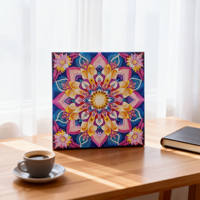 Peinture de mandala 5D DIY faite à la main avec des cristaux, peinture de fleurs en perles encadrée avec un cadre carré pour la décoration murale de la maison