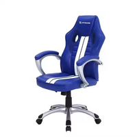 Chaise de bureau ergonomique moderne personnalisée par le fabricant, multifonctionnelle, en cuir synthétique bleu, confortable pour le jeu, le travail sur ordinateur